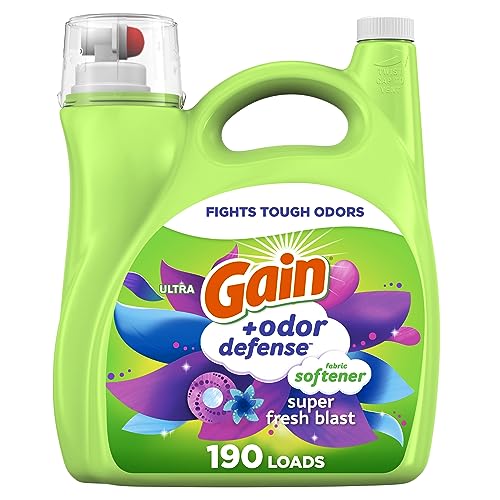 Gain + Odor Defense Liquid Fabric Softener, Super Fresh Blast Scent, 140 oz 190 Loads, HE Compatible
