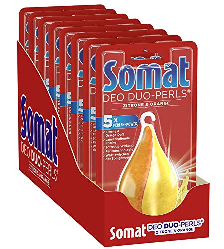 Dishwasher Odor Neutralizer | Lemon and Orange | Deo Duo-Pearls | 8 Pack | Somat | Germany